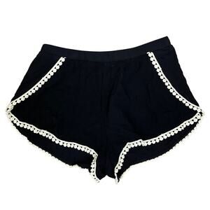Charlotte Russe WomeN'S Medium Black Lightweight Casual Short Pom Pom Detail
